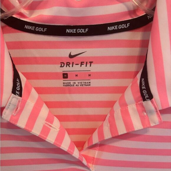Nike Women's Pink and White Striped Button Down Shirt - Picture 3 of 4